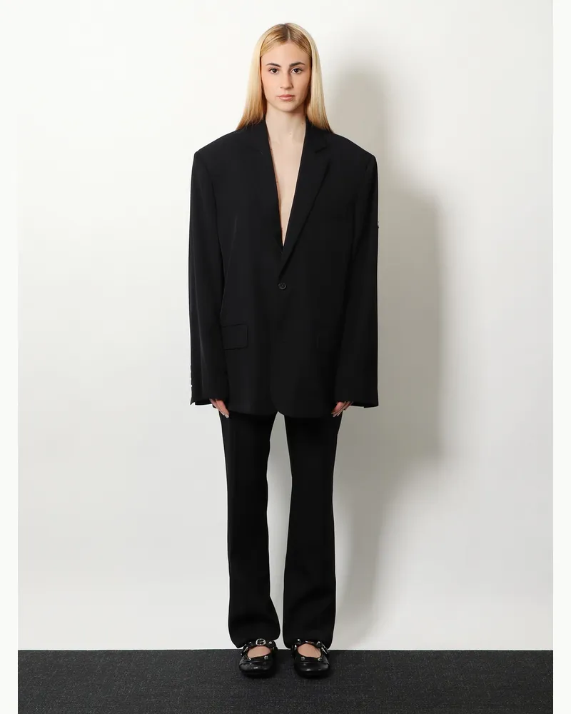 Balenciaga Women's Washed Viscose Blazer Black Jacket Black