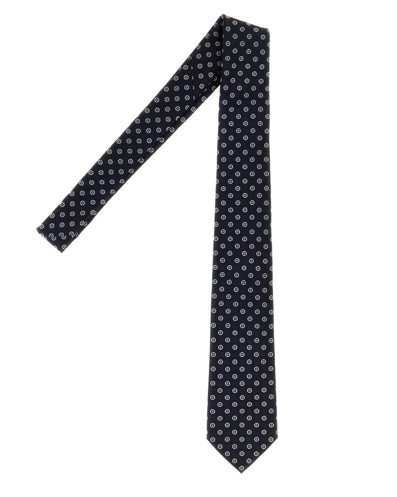 Saint Laurent Men's Embroidered Jacquard Tie Navyivory Exterior: Silk Lining: Cravatte E Papillon Ties Navy