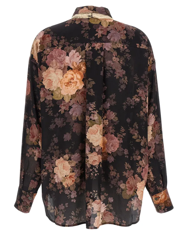 Zimmermann Illustration Lace Scarf Shirt — Black Black