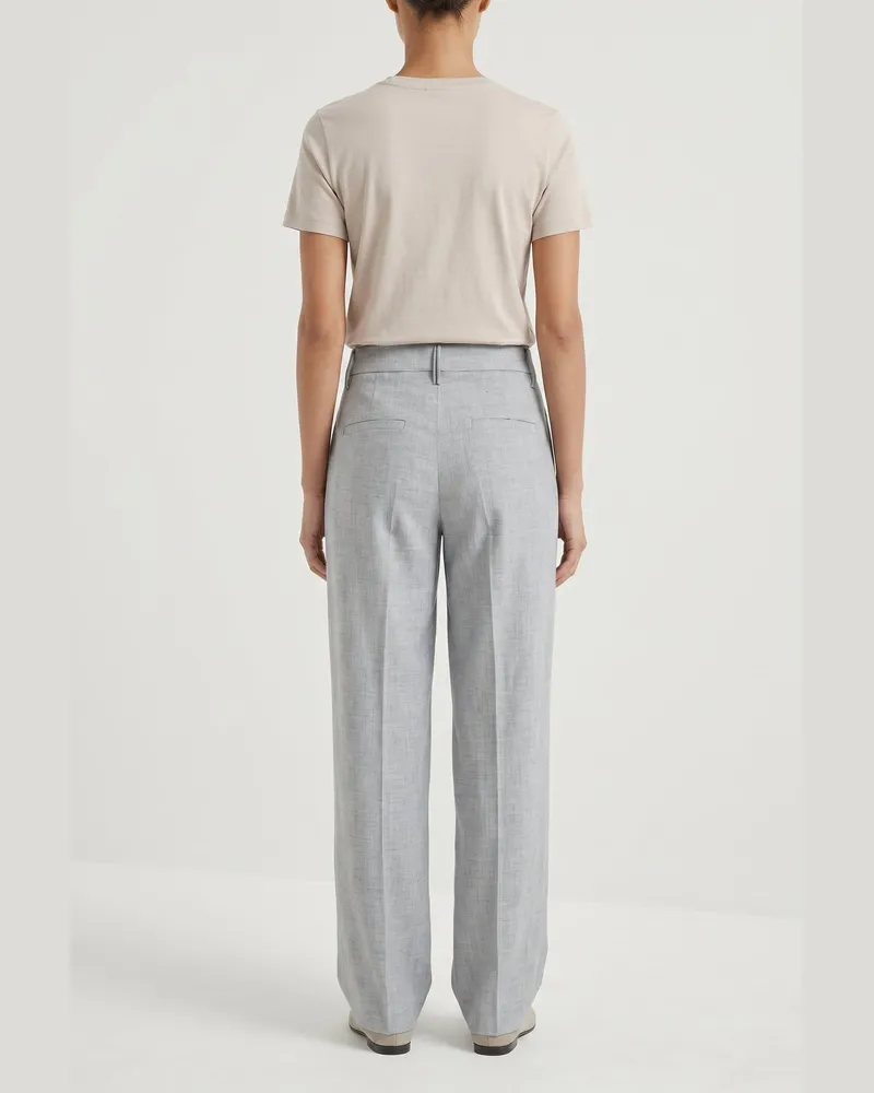 Brunello Cucinelli Linen-Wool Blend Trousers — Gray Gray