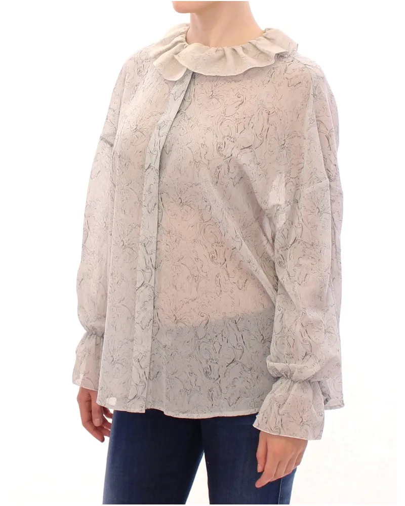 VIKA GAZINSKAYA Women's Blue Cotton Blouse Tunic Beige