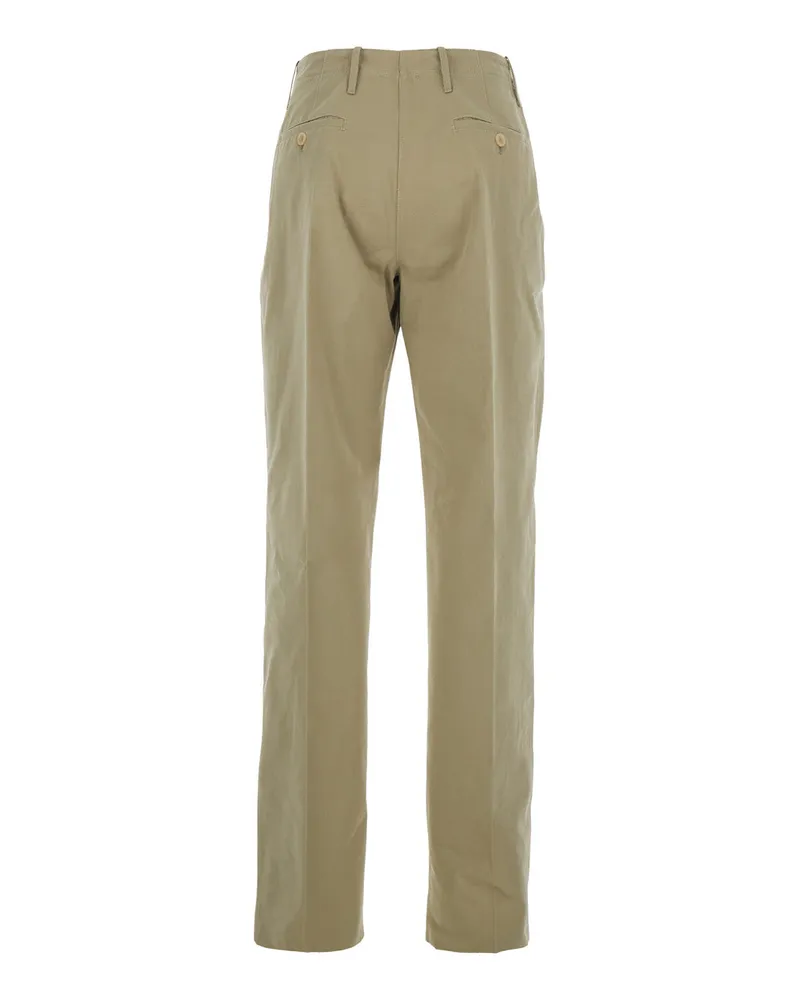 Semicouture Women's High-Waisted Trousers Beige Cotton Beige