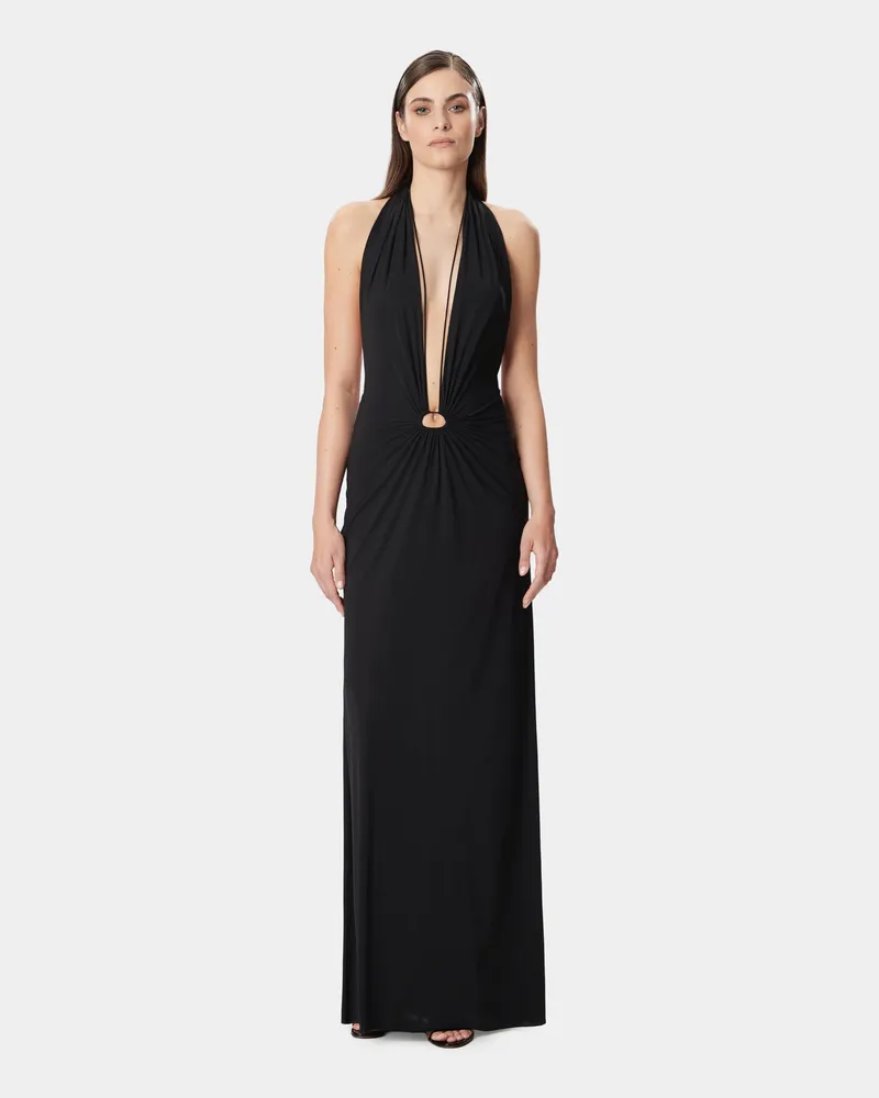 Amazuìn Draped Halter Dress — Black Black