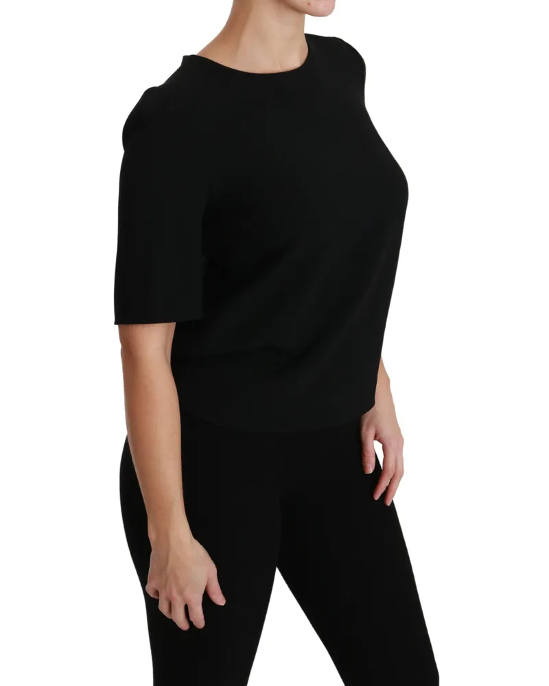 Dolce & Gabbana Women Black Short Sleeve Casual Top Stretch Blouse Black
