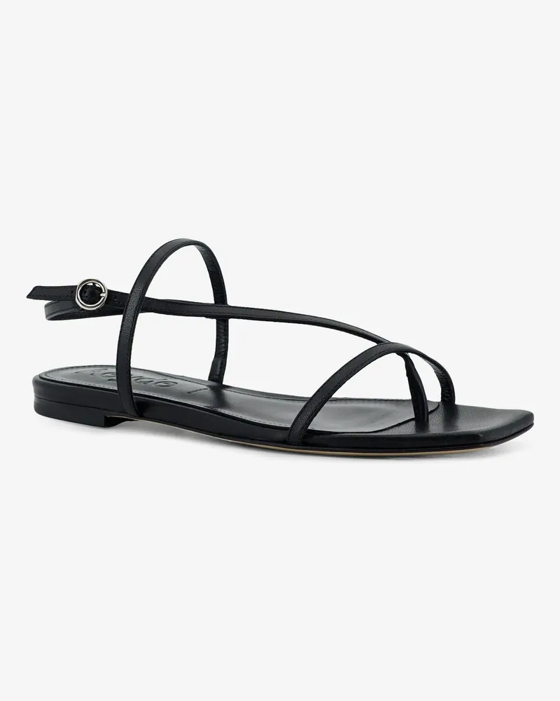 aeyde Women's Flat Sandals Ella Black Leather Black