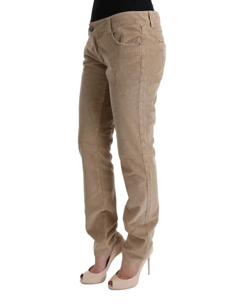 Ermanno Scervino Women's Beige Cotton Velvet Regular Fit Pants Beige