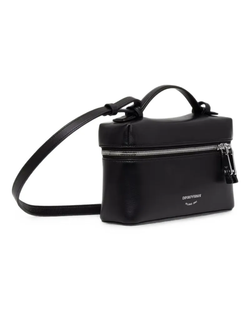 Emporio Armani Leather Top Handle Bag — Black Black