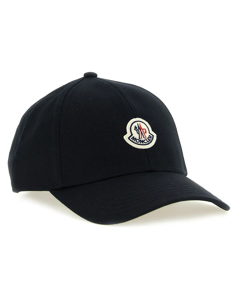 Moncler MO338388BM Cotton Logo Baseball Cap — Black Black