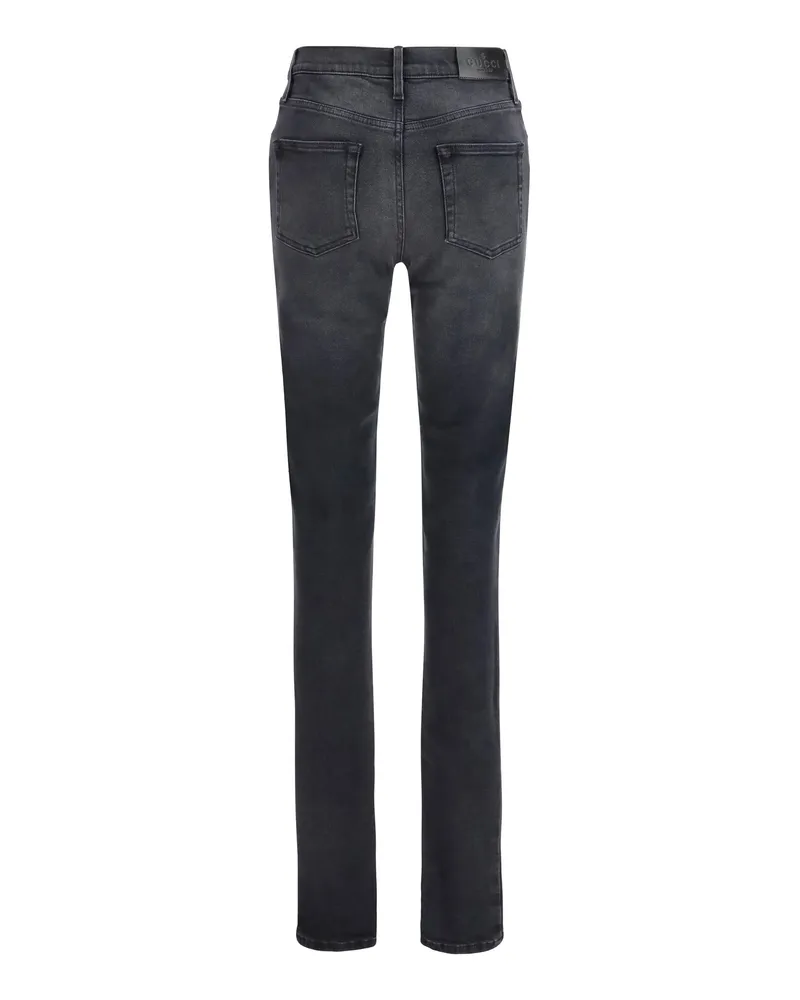 Gucci Women's Skinny Washed Cotton Denim Jeans Black Cotton; Elastane Black