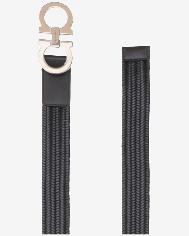 Ferragamo Men's Leather Belt Black Fabric (regenerated Calf Black
