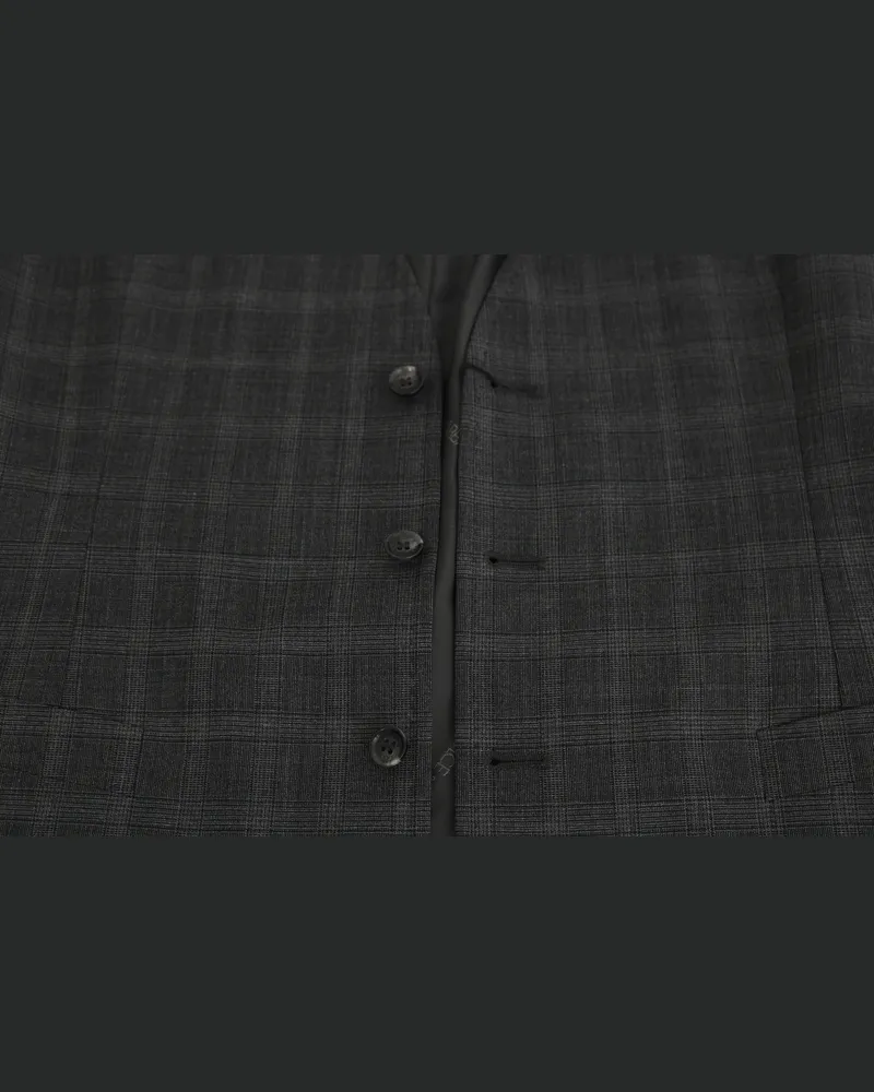 Dolce & Gabbana Men's Gray Wool Staff Checkered Stretch Vest Clothing Gray