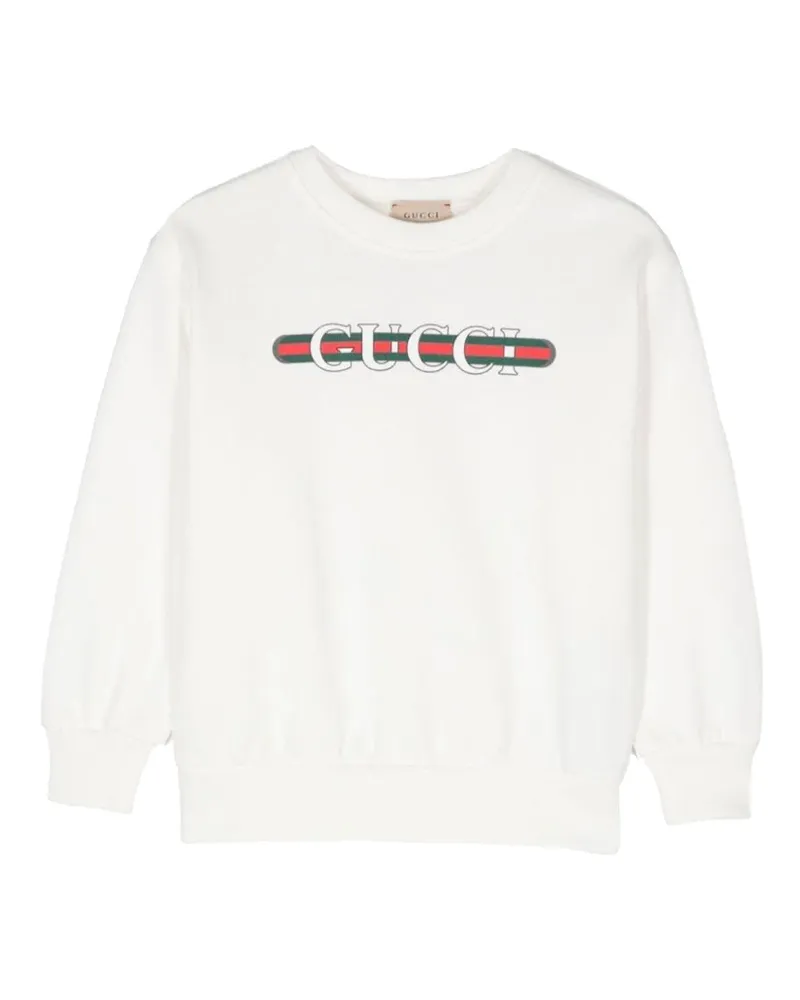 Gucci Logo-Embroidered Cotton Sweatshirt — White White