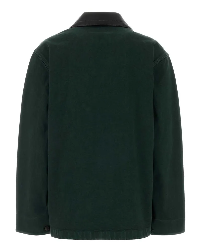 Miu Miu Women's Bottle Green Denim Jacket Bottiglia Exterior: Cotton Giubbini Green