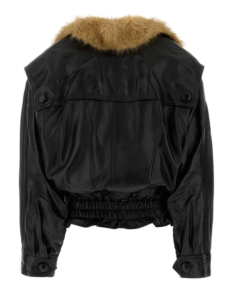Isabel Marant Fur-Collar Leather Jacket — Black Black