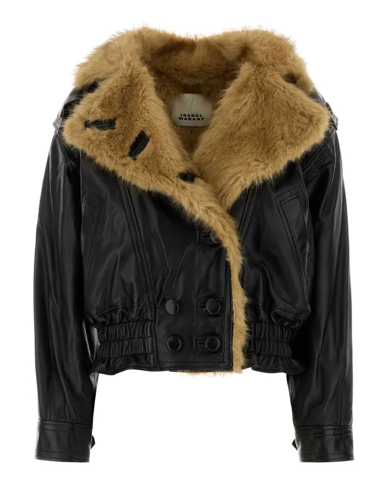 Isabel Marant Fur-Collar Leather Jacket — Black Black