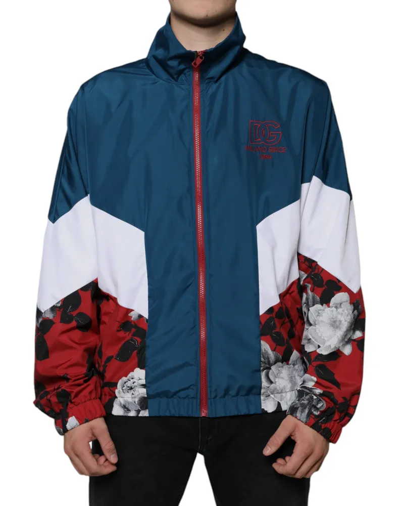 Dolce & Gabbana Men's Multicolor Polyester Full Zip Jacket Nylon Clothing Blue