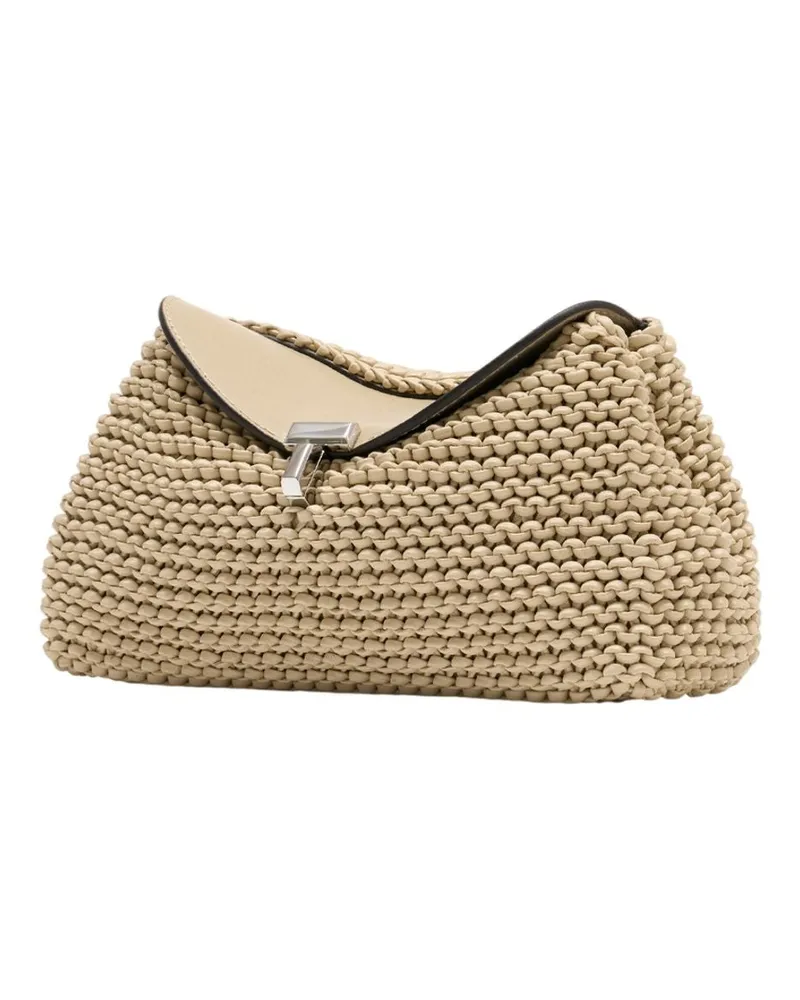 Totême Women's Mini T-Lock Clutch -  Leather Beige Calfskin Bags Clutches Beige