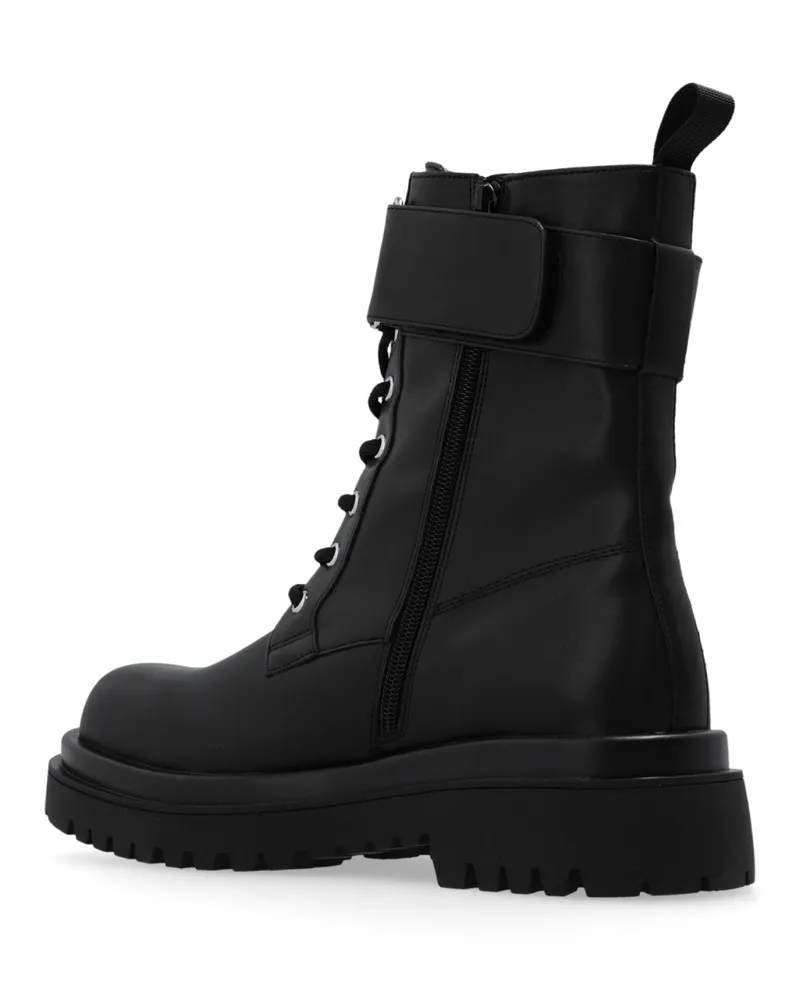 Versace Women's Drew Logo Combat Boots Black Shoes Black