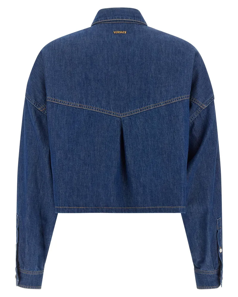 Versace Cotton Denim Cropped Shirt — Blue Blue