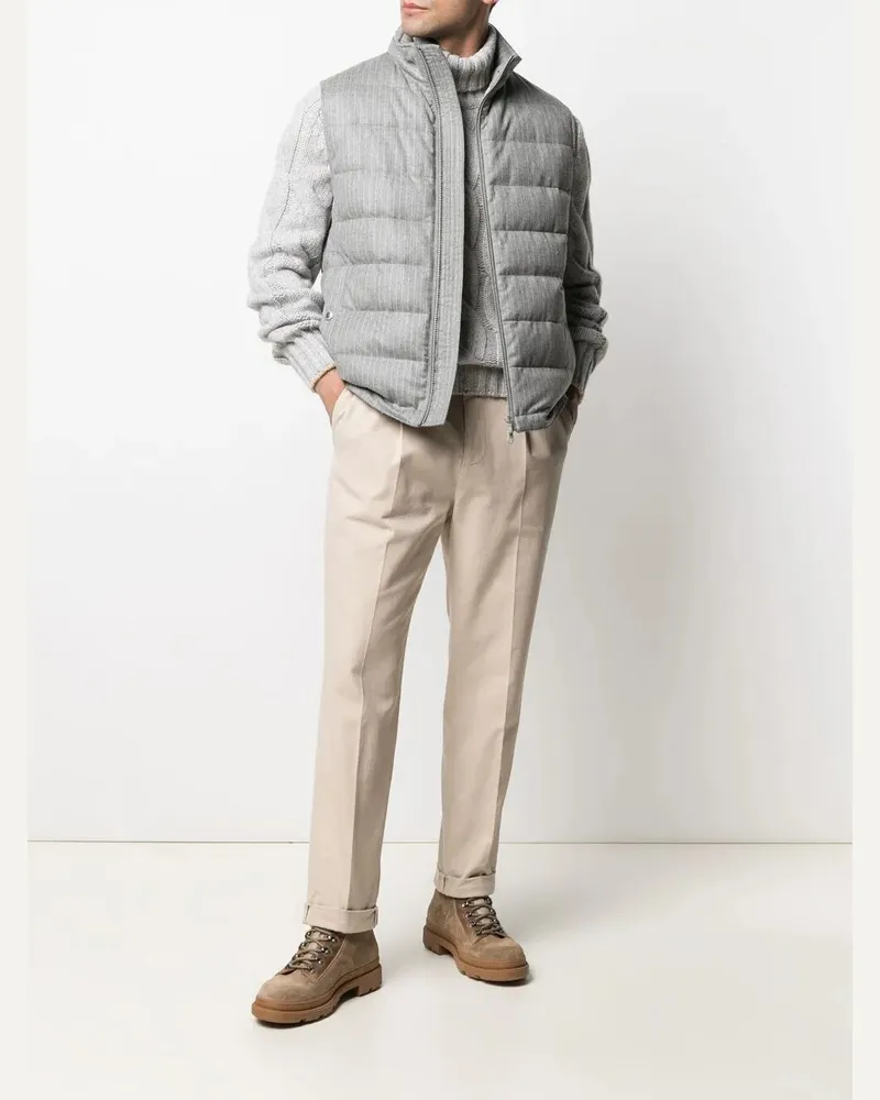 Brunello Cucinelli Mens Beige Tailored Cuffed Trousers Beige