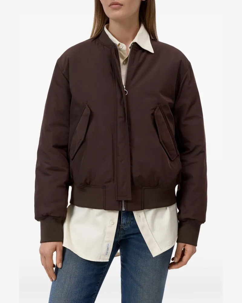 Closed Baseball Collar Blouson Jacket — Brown Brown