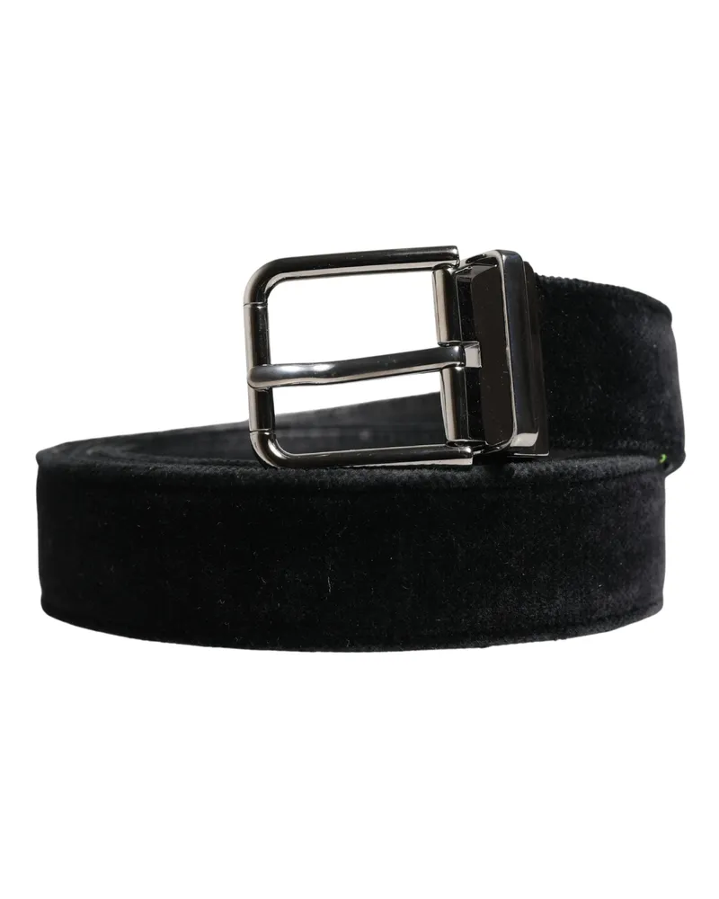 Dolce & Gabbana Black Suede Silver Tone Metal Buckle Men Belt Leather (suede Black