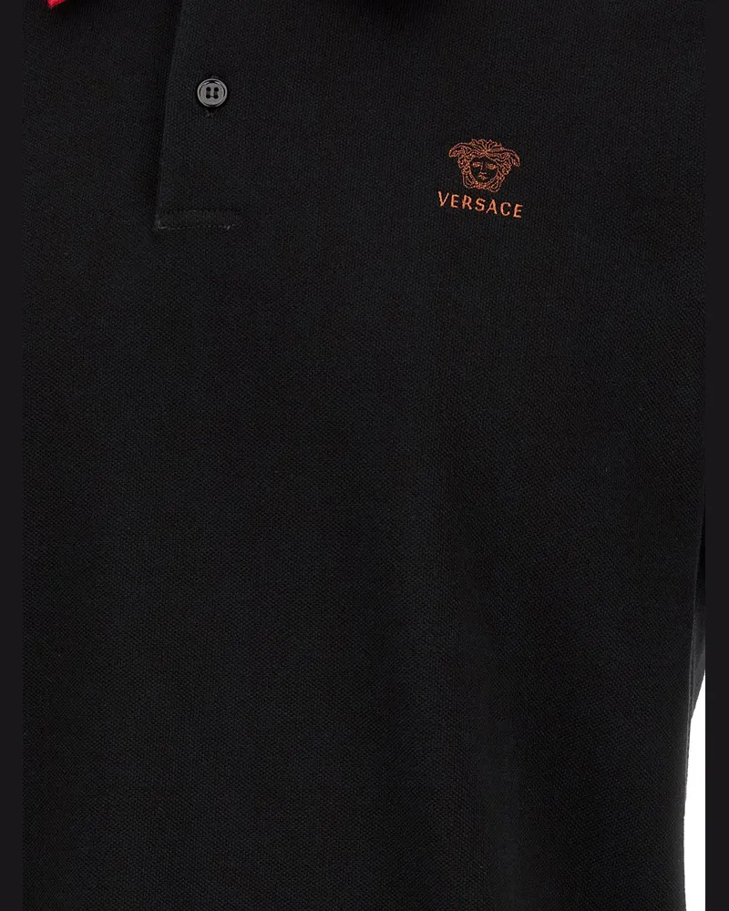Versace Cotton Piqué Polo Shirt — Black Black
