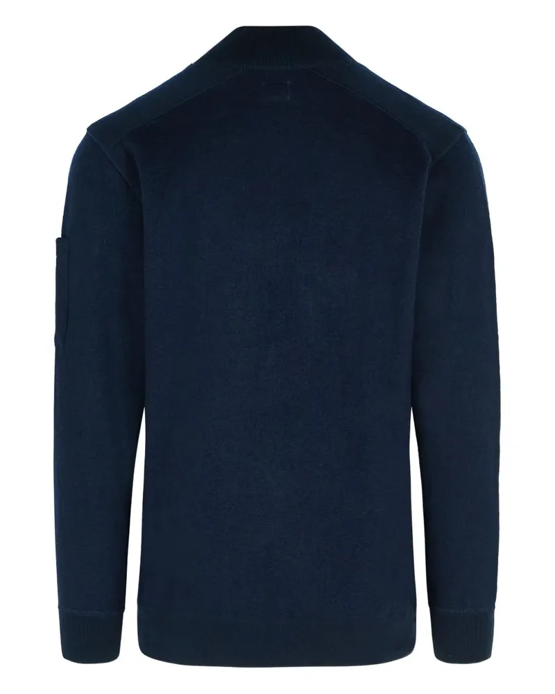 C.P. Company Men Navy Blue Ribbed Turtleneck Sweater Wool Navy