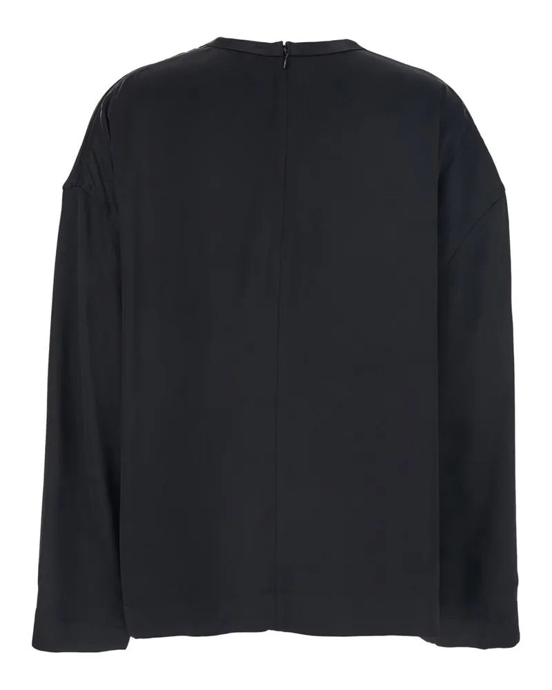 Totême Viscose Crew Neck Blouse — Black Black