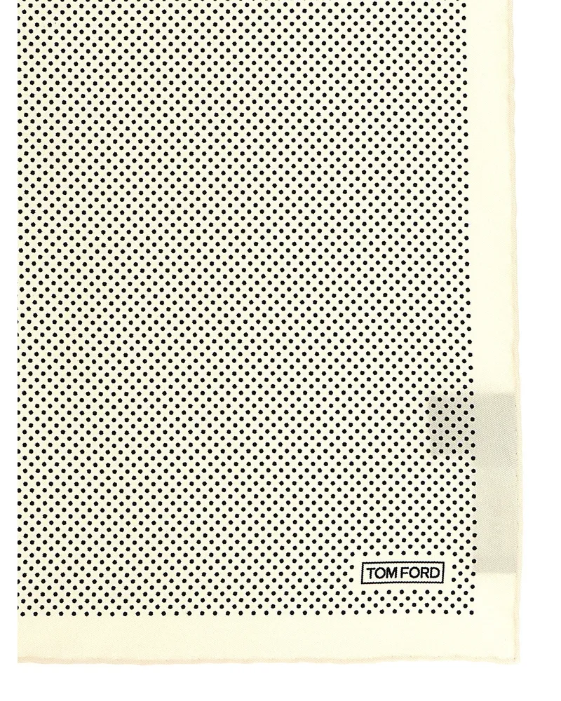 Tom Ford Polka Dot Silk Scarf — Cream Cream