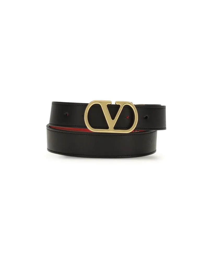 Valentino Garavani Women's Black Calf Leather Bos Taurus Regular Belt Black