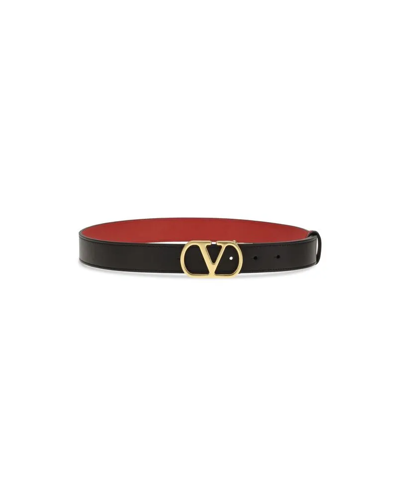Valentino Garavani Women's Black Calf Leather Bos Taurus Regular Belt Black