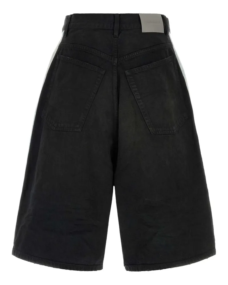 Balenciaga Men's Black Denim Bermuda Shorts Darkbrownblack Exterior: Cotton Black