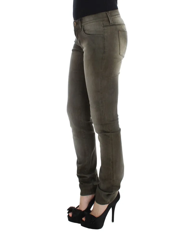 Ermanno Scervino Women's Gray Wash Cotton Blend Slim Fit Jeans Clothing Gray