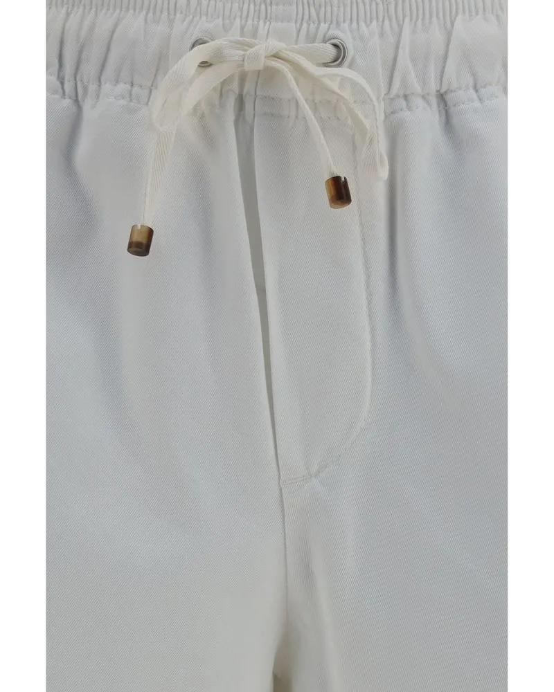 Brunello Cucinelli Men's White Cotton Bermuda Shorts White