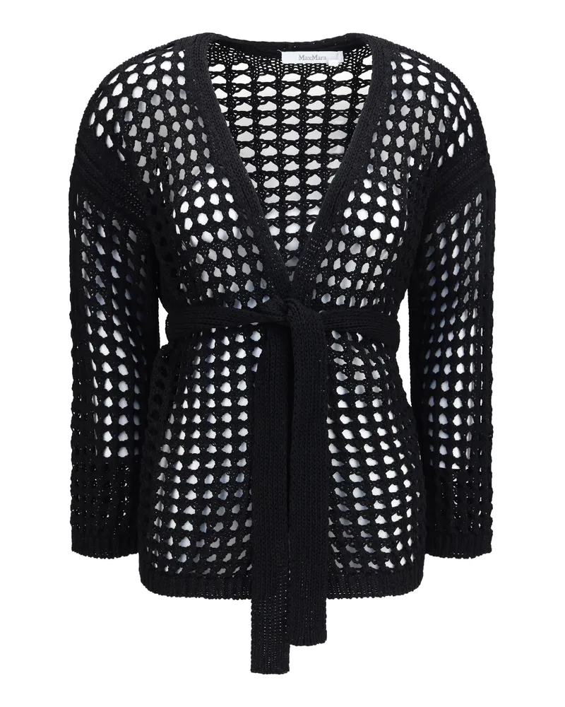 Max Mara Women Knitted Cardigan Black Cotton Sweater Black