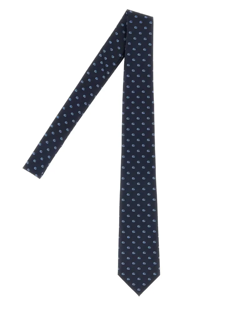 Gucci Men's Embroidered Jacquard Tie Sapphireskyblue Cravatte E Papillon Ties Navy