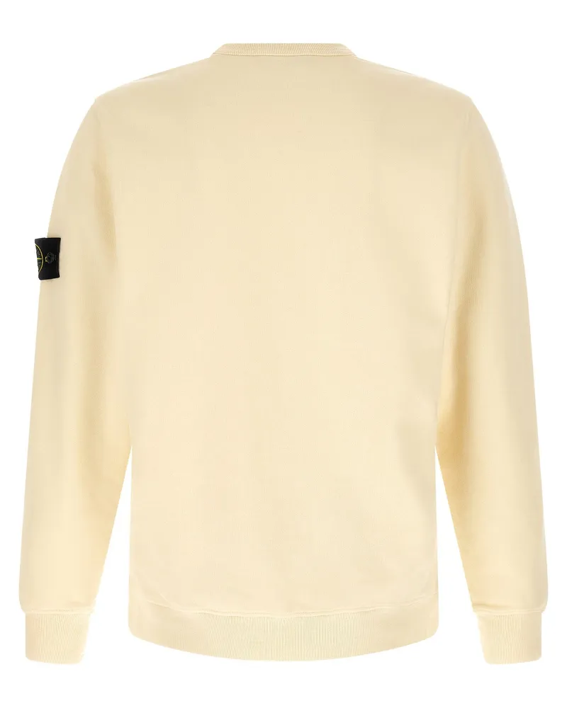 Stone Island Badge Logo Cotton Jersey Sweatshirt — Ivory Ivory