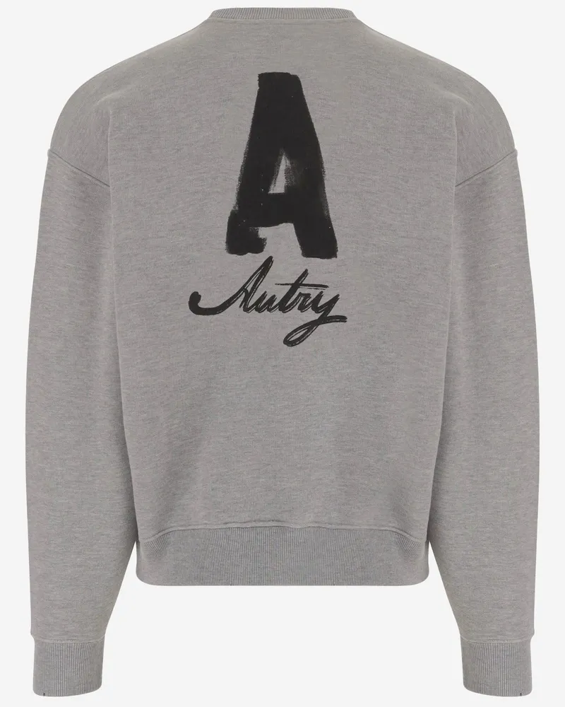 AUTRY Logo-Embroidered Cotton Sweatshirt — Gray Gray