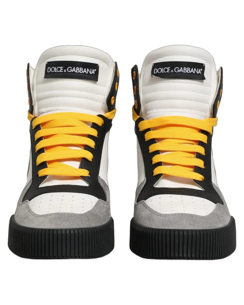 Dolce & Gabbana Men's Multicolor Leather High Top Sneakers Shoes Calf Multicolor
