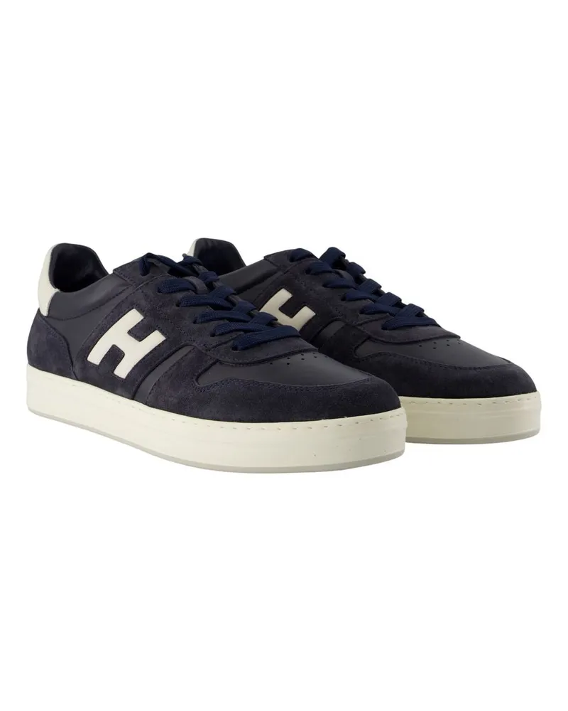 Hogan Men's H668 Sneakers -  Leather Multicolor Calfskin Shoes Navy