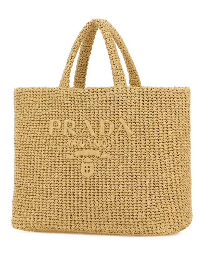 Prada Women's Raffia Shopping Bag Naturale T Borse A Mano Beige