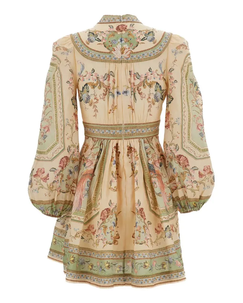 Zimmermann Women's Floral-Print Linen Dress Aw26 W Cream