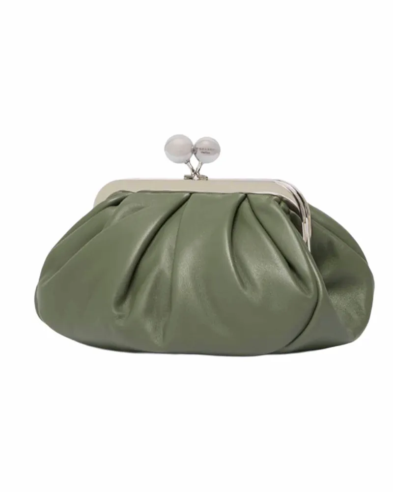 Max Mara Women's Clutch Bag Prati Pasticcino Green Leather Handbags Hand Green
