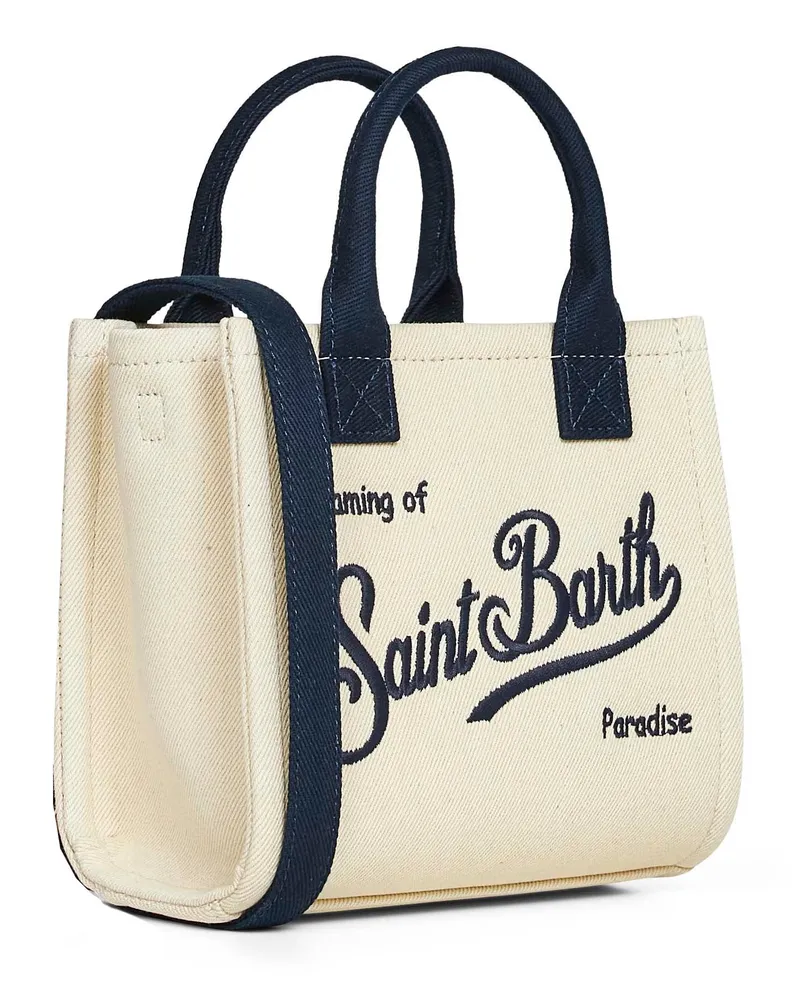 MC2 Saint Barth Women's Mini Vanity Bag Ivory Cotton Handbags Hand Ivory