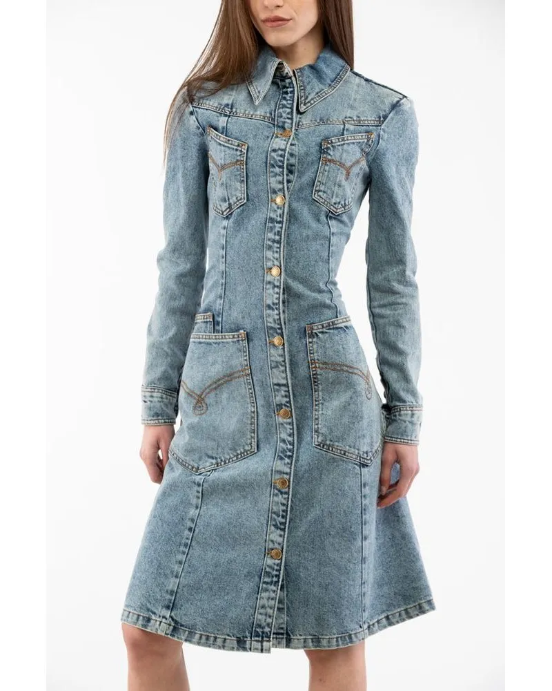 Moschino Women's Multicolor Cotton Casual Dress Blue
