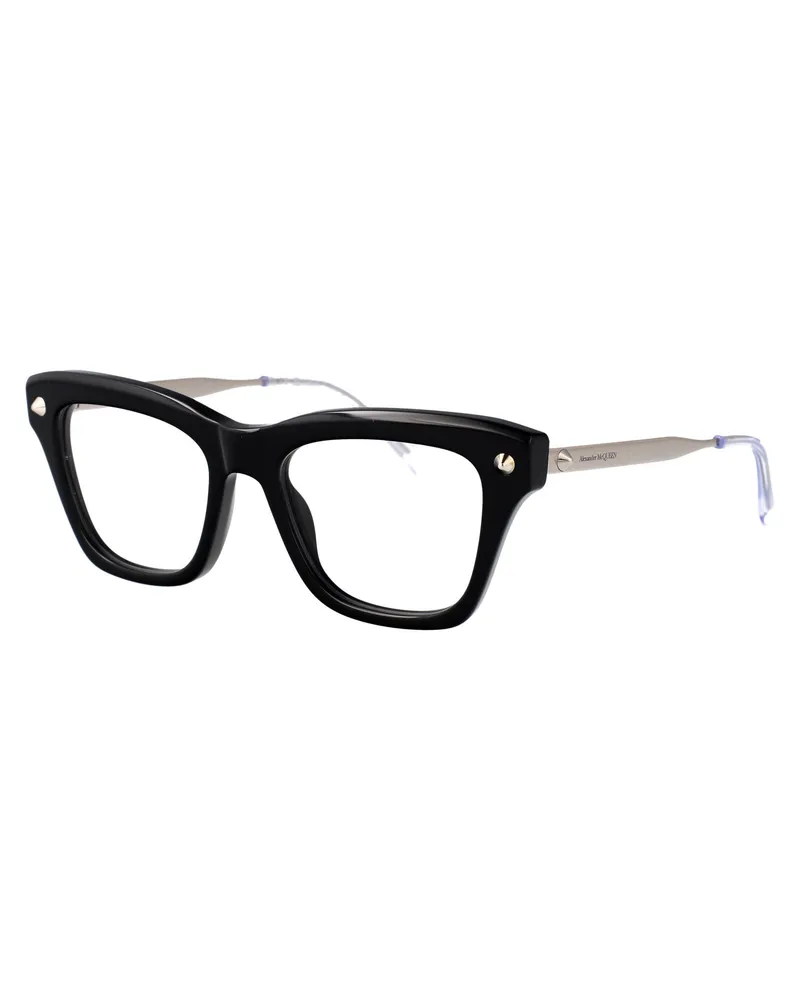 Alexander McQueen Women's Sunglasses Am0484o Black-Silver-Transparent Metal Glasses & Frames Black/silver/transparent Black