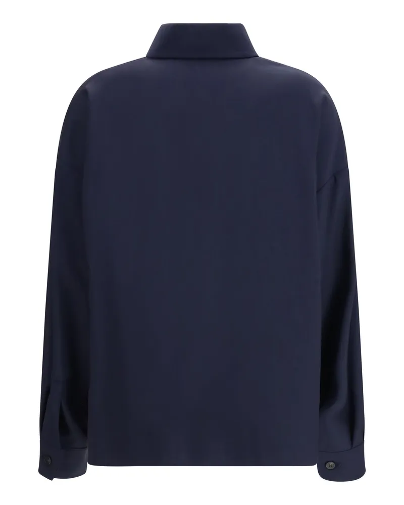 Max Mara Women's Cropped Shirt Jacket Mulino Blue Fleece Wool (ovis Aries Blue