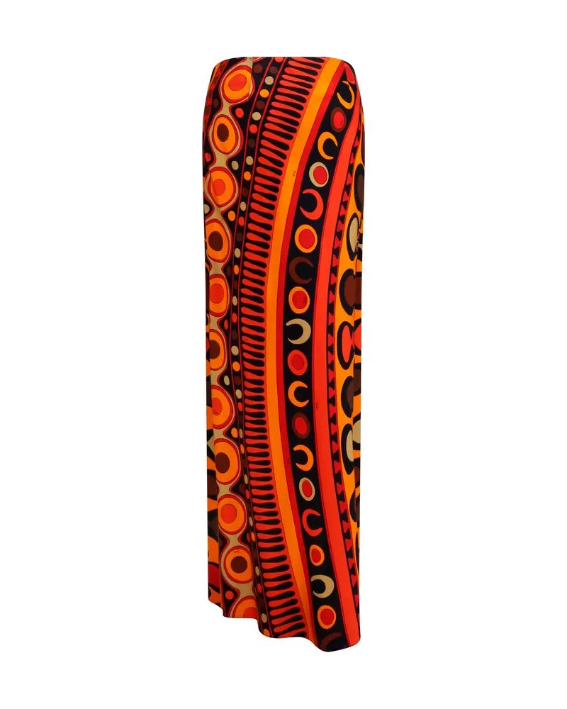 Emilio Pucci Women's Orange Viscose Long Skirt Orange