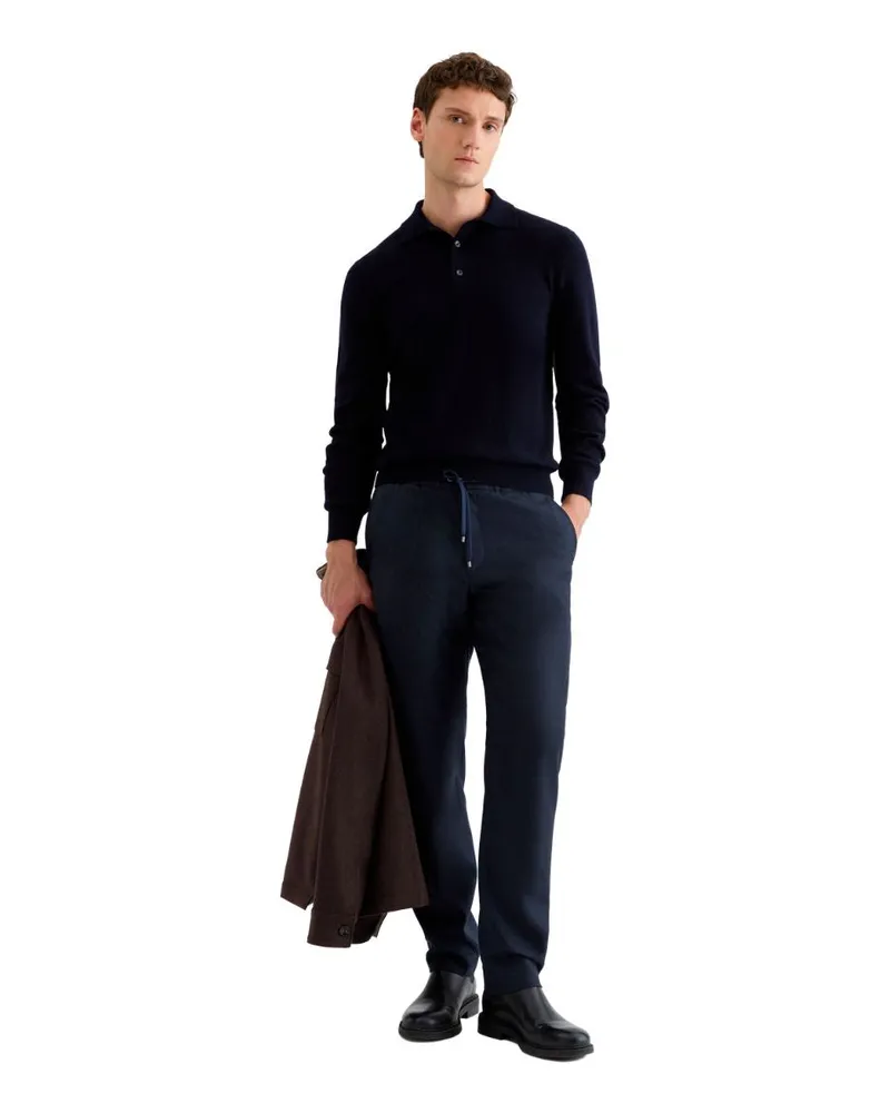 AGNONA Cashmere Polo Sweater — Blue Blue